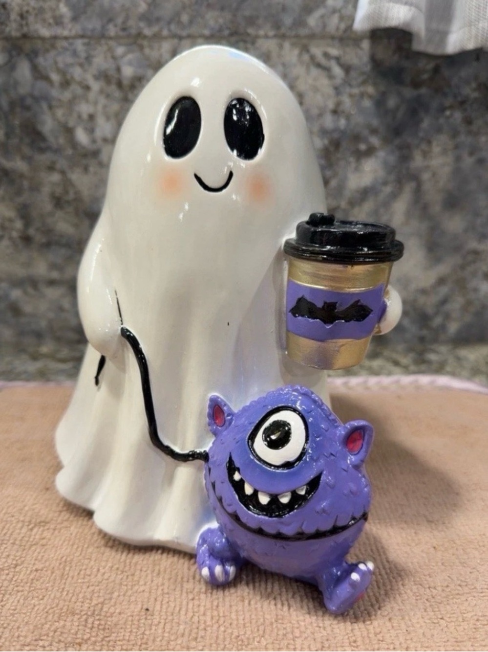 Viral T.J.Maxx Home Goods  8” Ghost Resin Figurine walking monster dog + Coffee